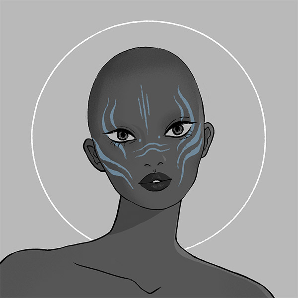 a claw-marked face-markings fit for a witch
