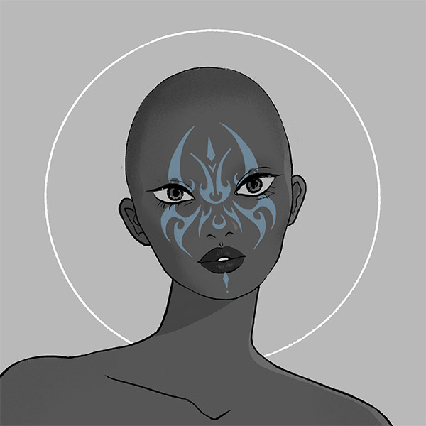 a horned-moon-markings face-markings fit for a witch