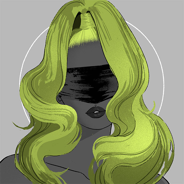 a high-pony hair-bangs fit for a witch