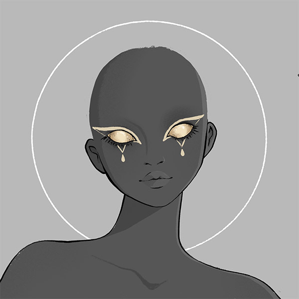a liquid-metal-lined eyes fit for a witch