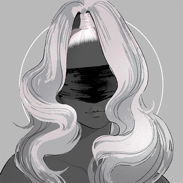 a high-pony hair-bangs fit for a witch