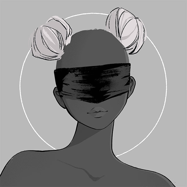 a cute-buns hair-middle fit for a witch