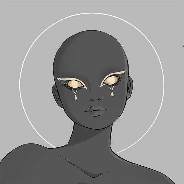 a liquid-metal-lined eyes fit for a witch