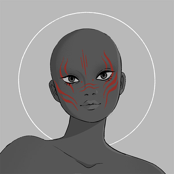 a claw-marked face-markings fit for a witch