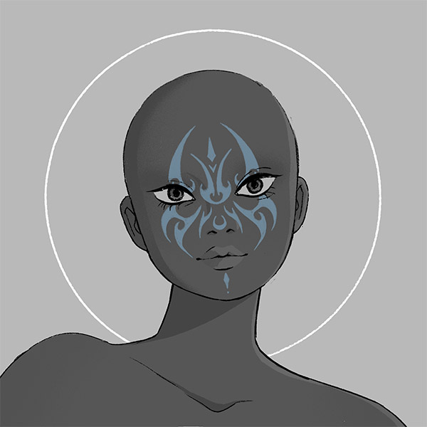 a horned-moon-markings face-markings fit for a witch
