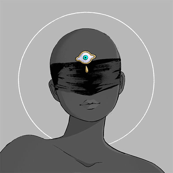 a raised-third-eye forehead-jewelry fit for a witch