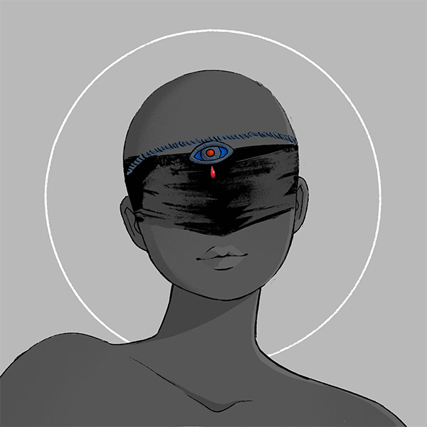 a rope-third-eye forehead-jewelry fit for a witch