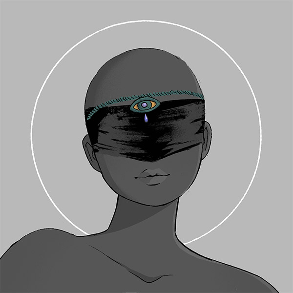 a rope-third-eye forehead-jewelry fit for a witch