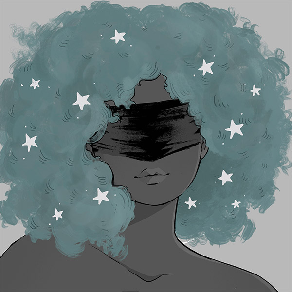 a cloudy-skies hair-bangs fit for a witch