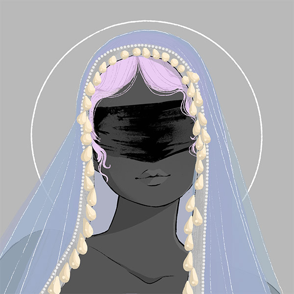 a sheer-pearl-veil hair-bangs fit for a witch