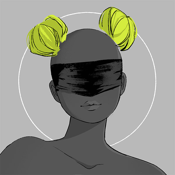 a cute-buns hair-middle fit for a witch
