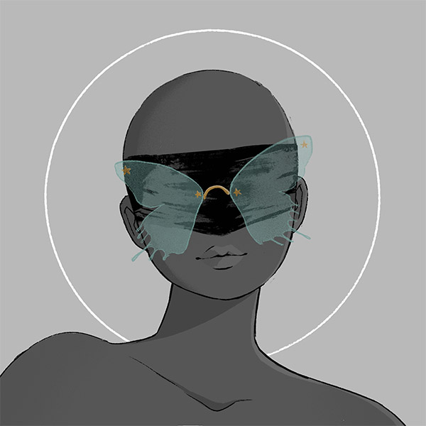 a butterfly-glasses mask fit for a witch