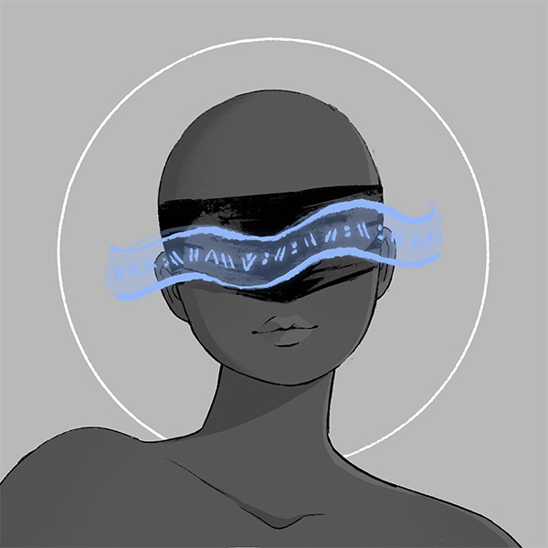 a mage-glass-ribbon mask fit for a witch